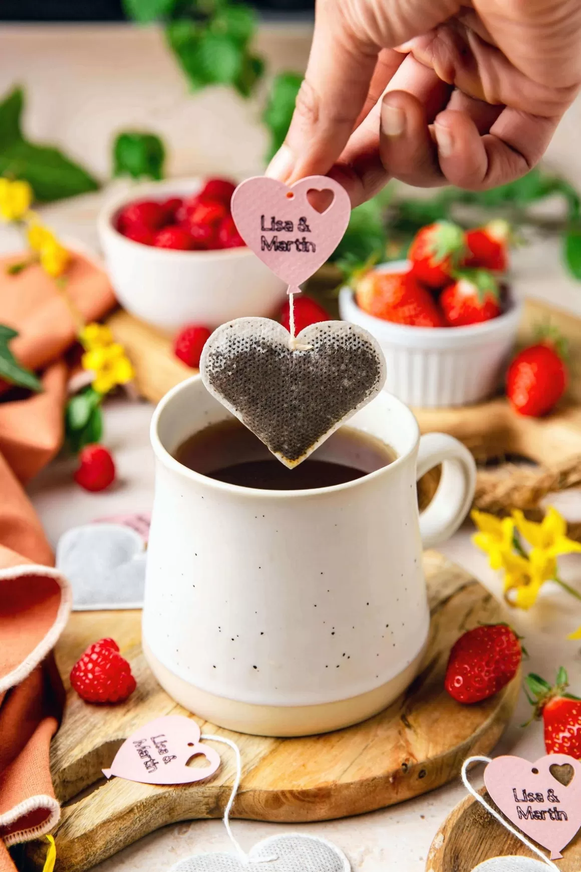 Sachets De Thé^TEA HERITAGE Sachets de thé personnalisés - Coeur Mariage x50